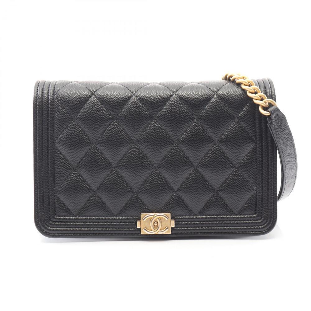 Chanel Boy Shoulder Bag Caviar Leather Grained Calfskin Black